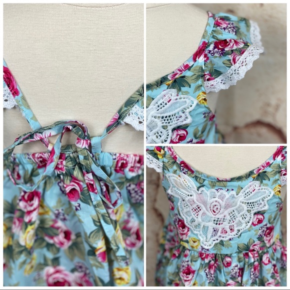 HP-NWT Tip Toeing Roses Crochet Hem Dress - Picture 6 of 12